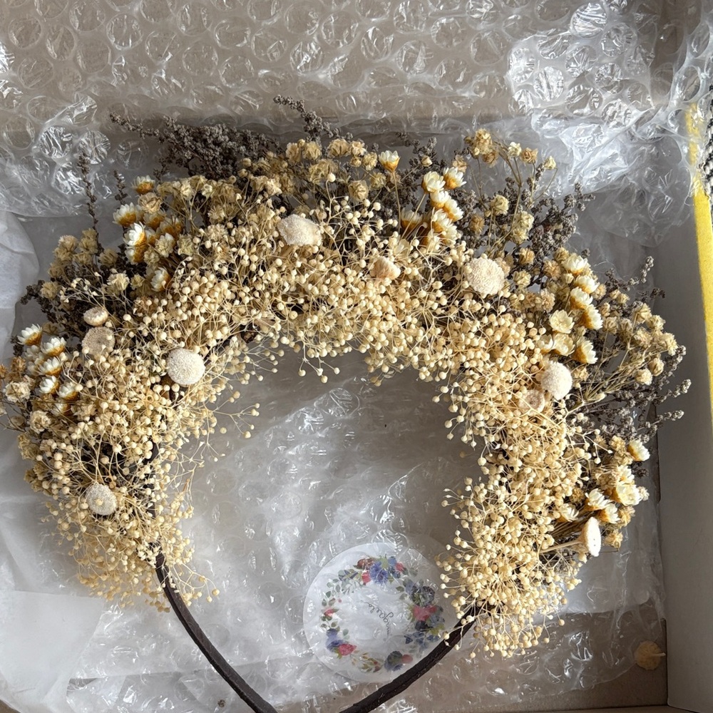 Bohemian Floral Headband with Dried Flowers - Handcrafted- Never worn